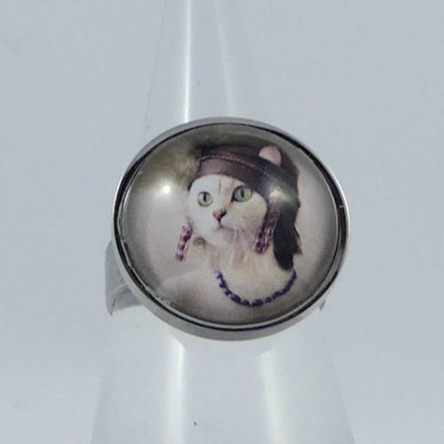 Bague chat cabochon