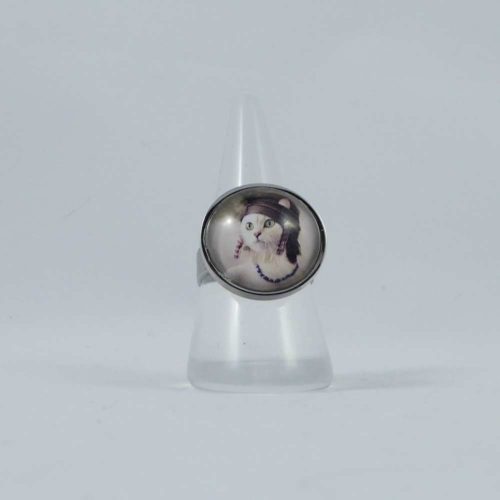 Bague cabochon chat