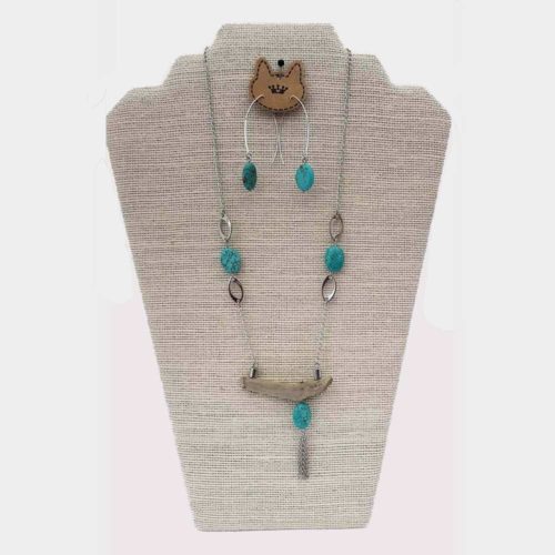 Bijoux en bois flotté & howlite turquoise
