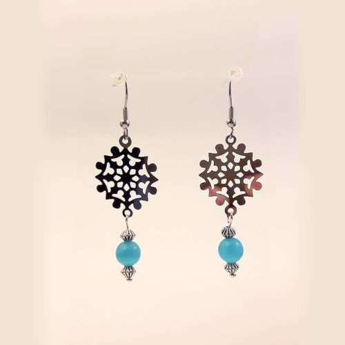 Boucles d'oreilles perles de verre et acier inoxydable