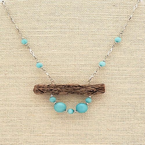 collier en bois flotté et amazonite