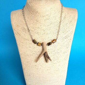 Collier en bois flotté et perles - Noirmoutier