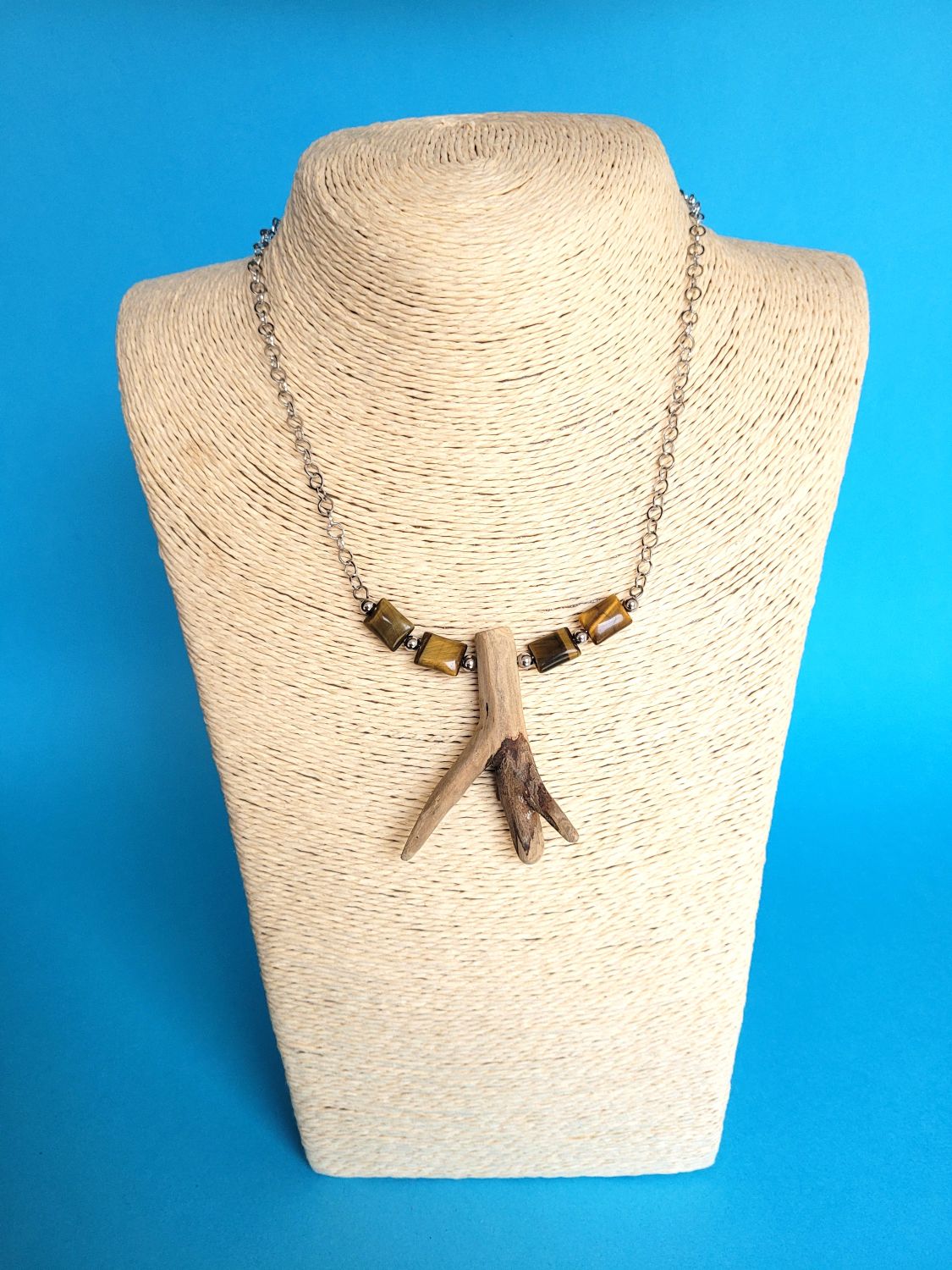 Collier en bois flotté et perles - Noirmoutier