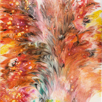 Peinture acrylique abstraite - "Tsunami floral"