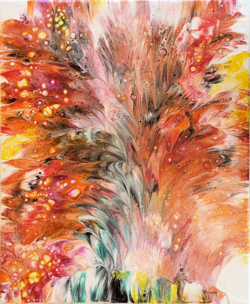 Peinture acrylique abstraite - "Tsunami floral"