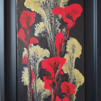 Peinture acrylique abstraite - "Flammes florales"