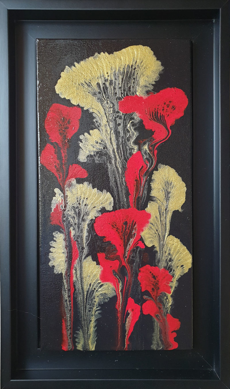 Peinture acrylique abstraite - "Flammes florales"