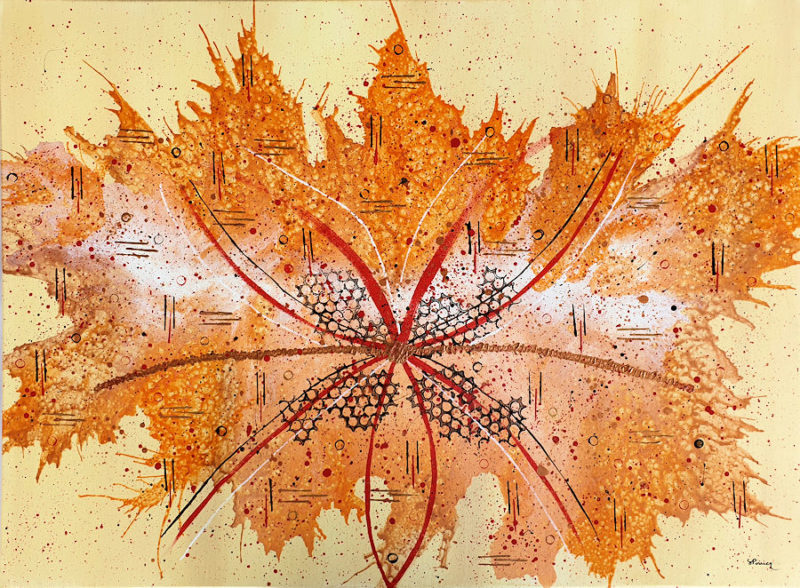 Peinture acrylique abstraite - "Ruche"