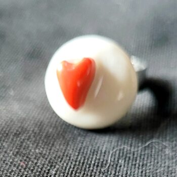 Bague porcelaine coeur rouge