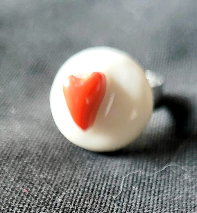 Bague porcelaine coeur rouge