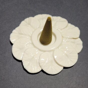 Brule encens "feuilles" en porcelaine blanche
