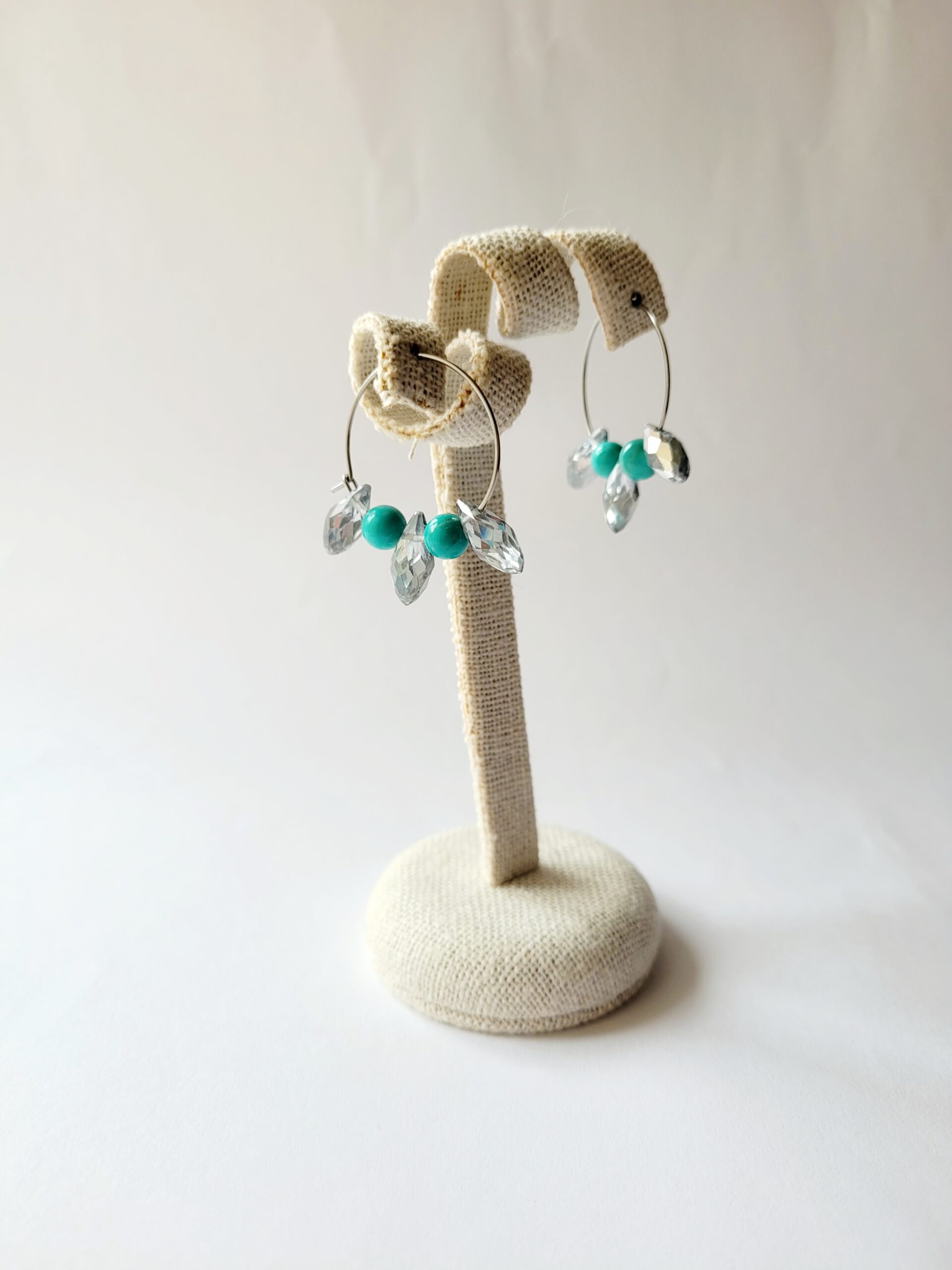 créoles perles bleues et cristaux – Image 2