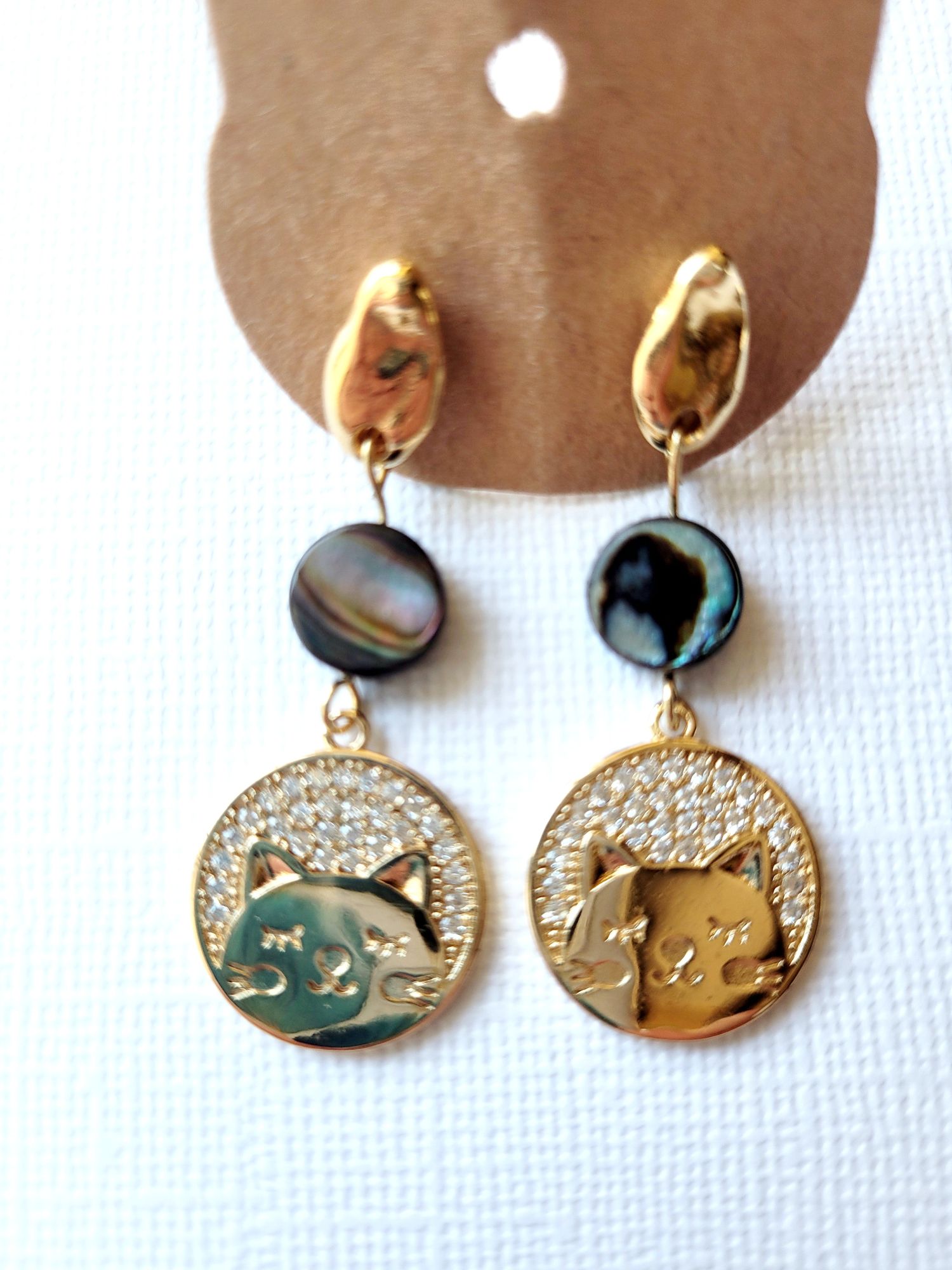 Boucles d'oreilles Chat strass - Bonnie