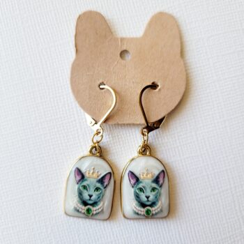 Boucles d'oreilles chat gris - Cathy