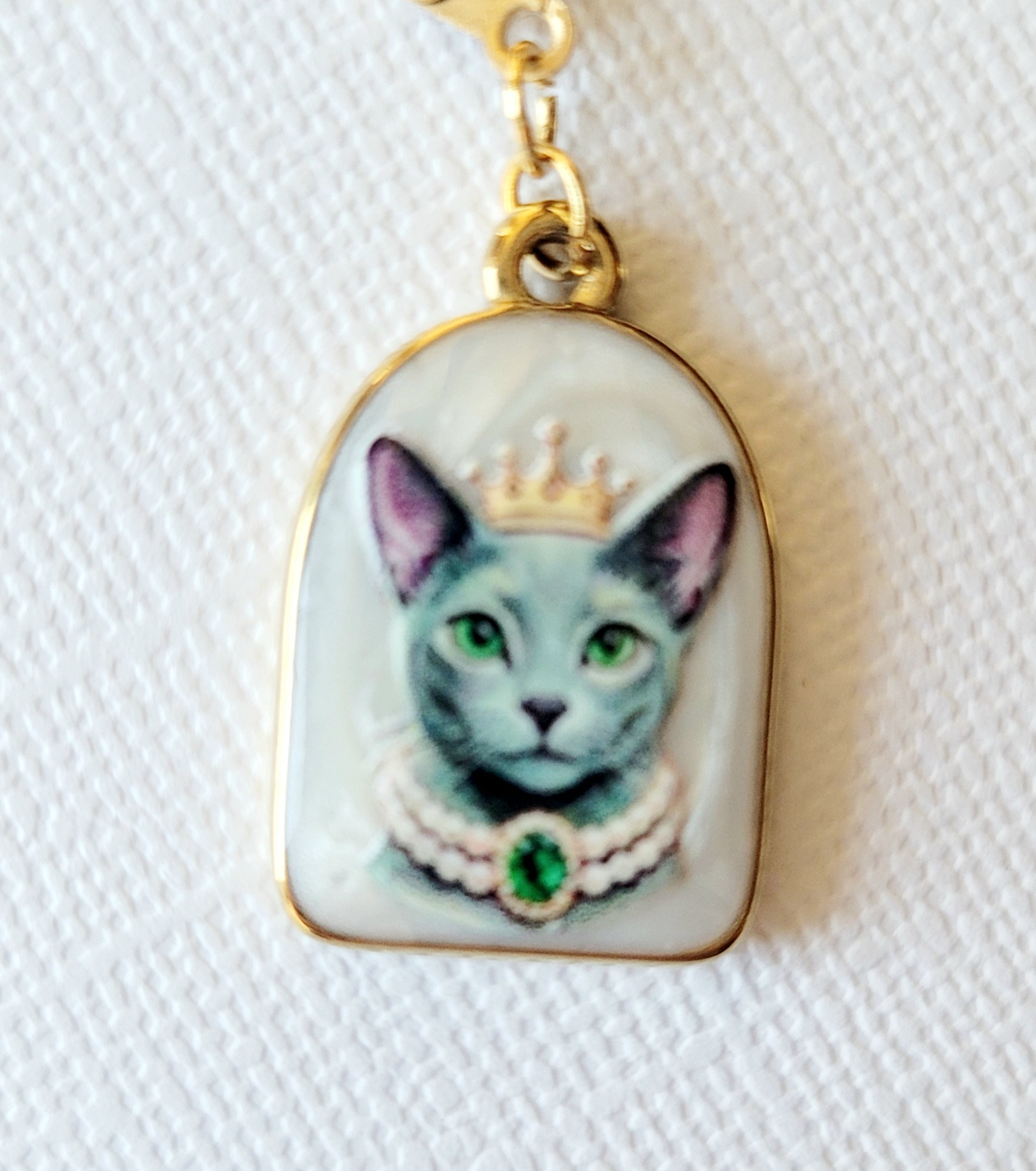 Boucles d'oreilles chat gris - Cathy – Image 2
