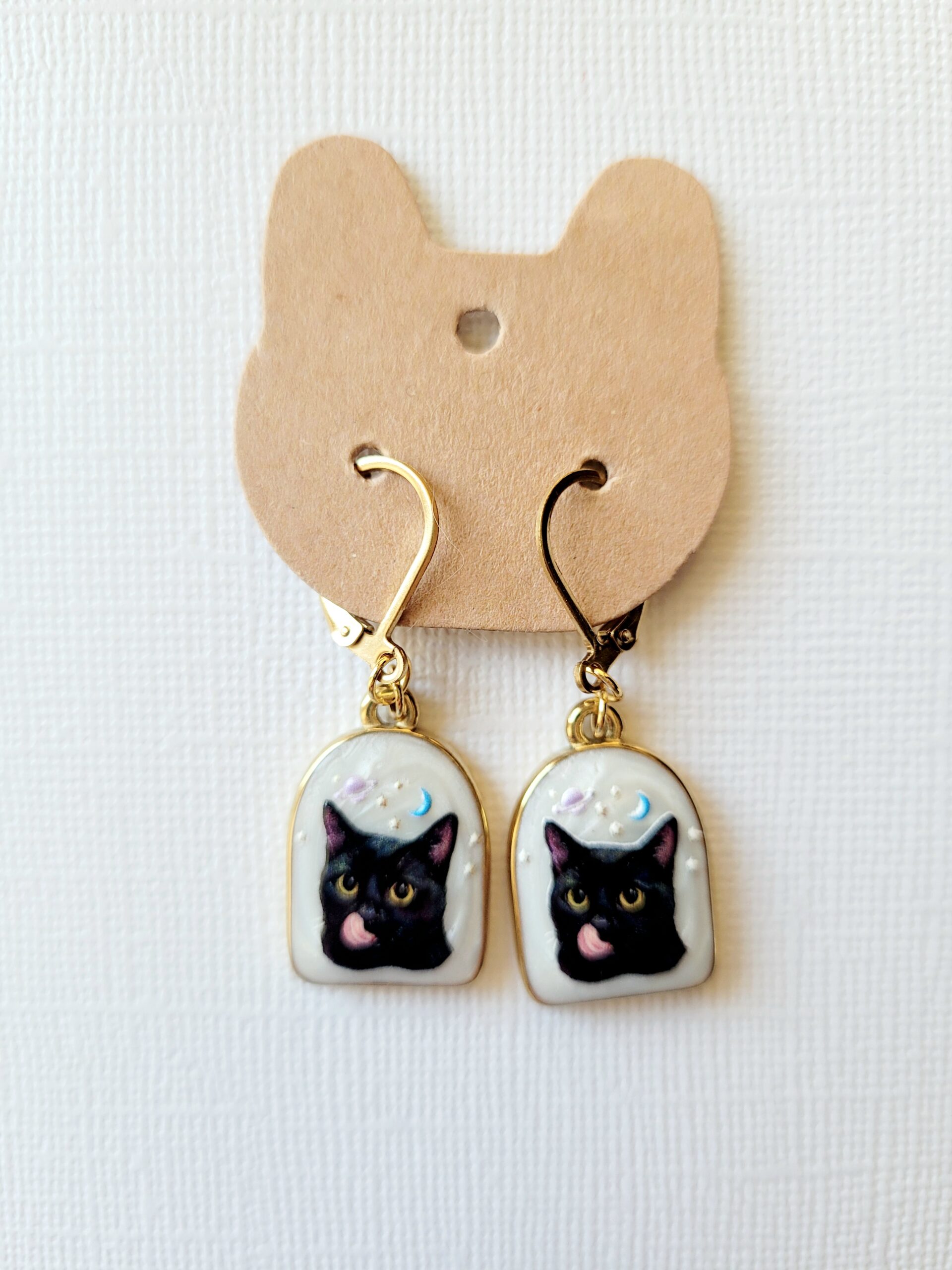 Boucles d'oreilles chat noir - Molly